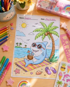 summer coloring pages shark