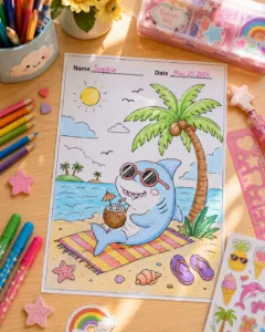 summer coloring pages shark