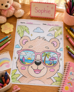 summer coloring pages bear