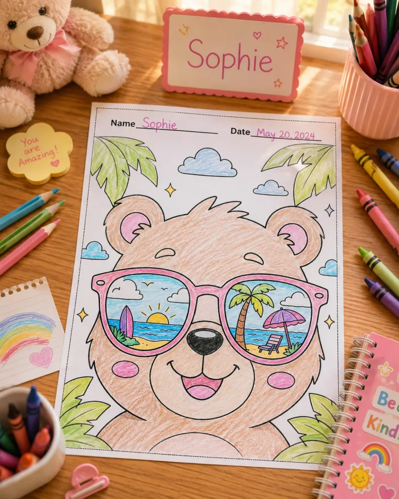 summer coloring pages bear