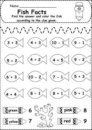 Free Kindergarten Addition and Subtraction Worksheet