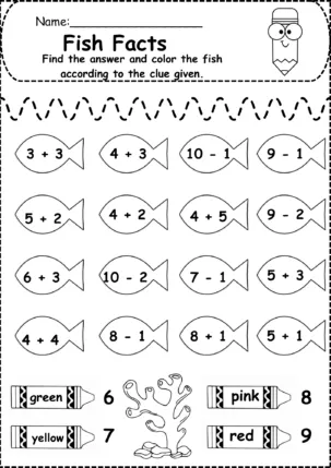 Free Kindergarten Addition and Subtraction Worksheet