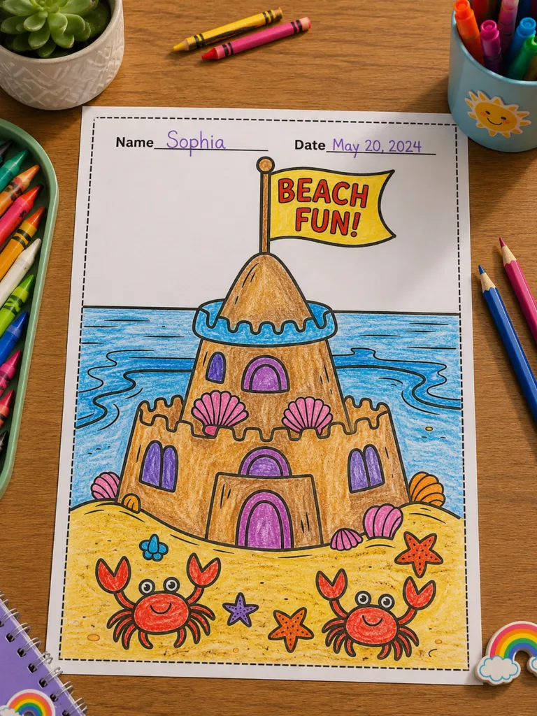 Summer Coloring Pages Sand Castle