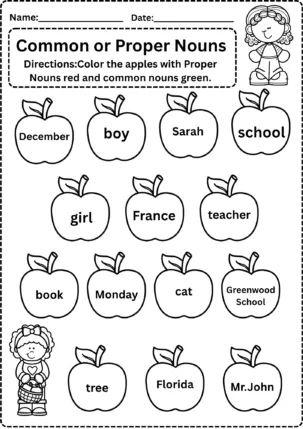 common and proper noun color the apples