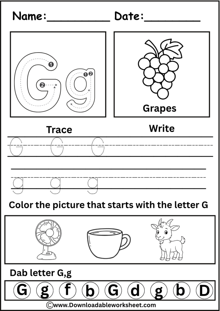 Letter G Worksheet