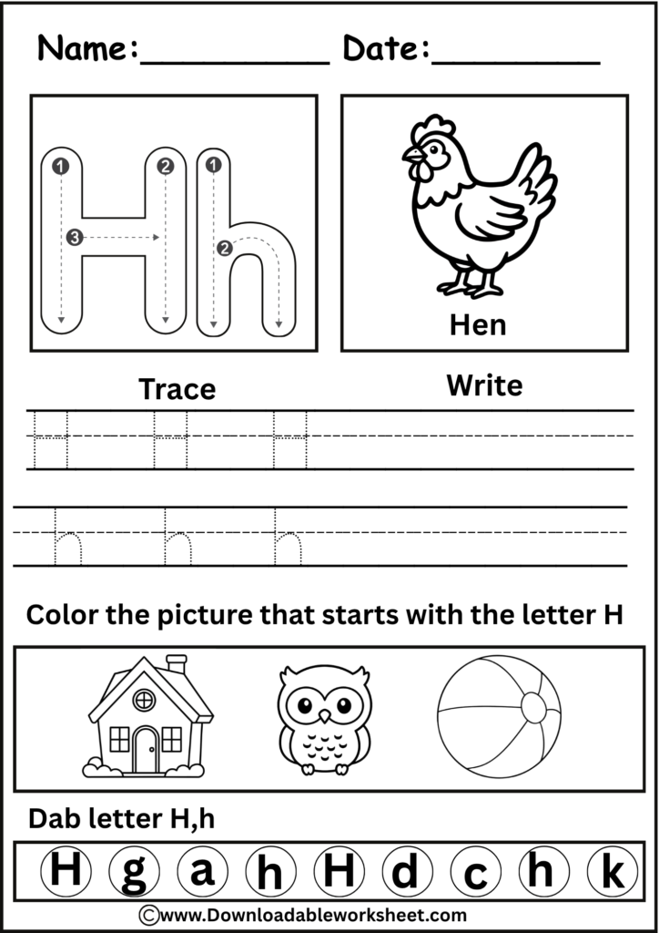 Letter H Worksheet