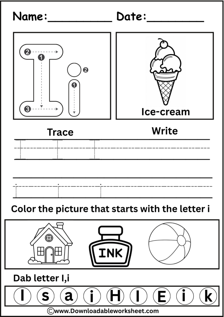 Letter I Worksheet