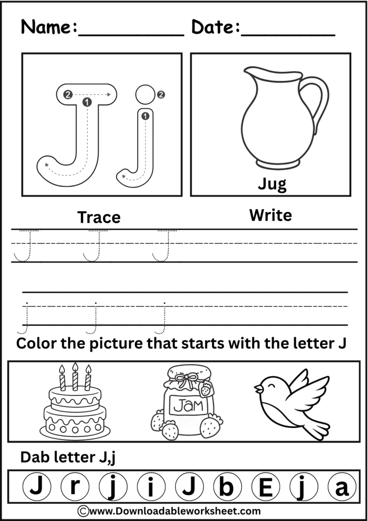 Letter J Worksheet