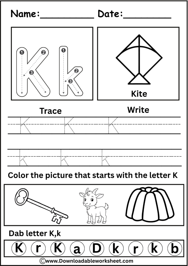 Letter K Worksheet