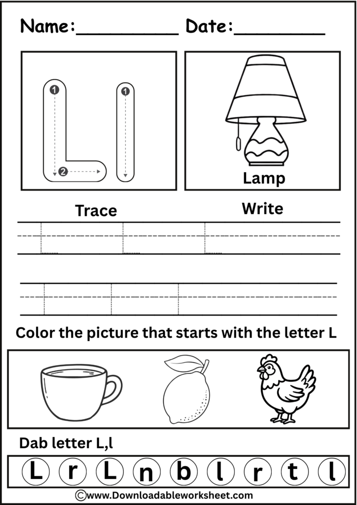 Letter L Worksheet