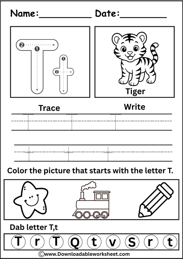 Letter T Worksheet
