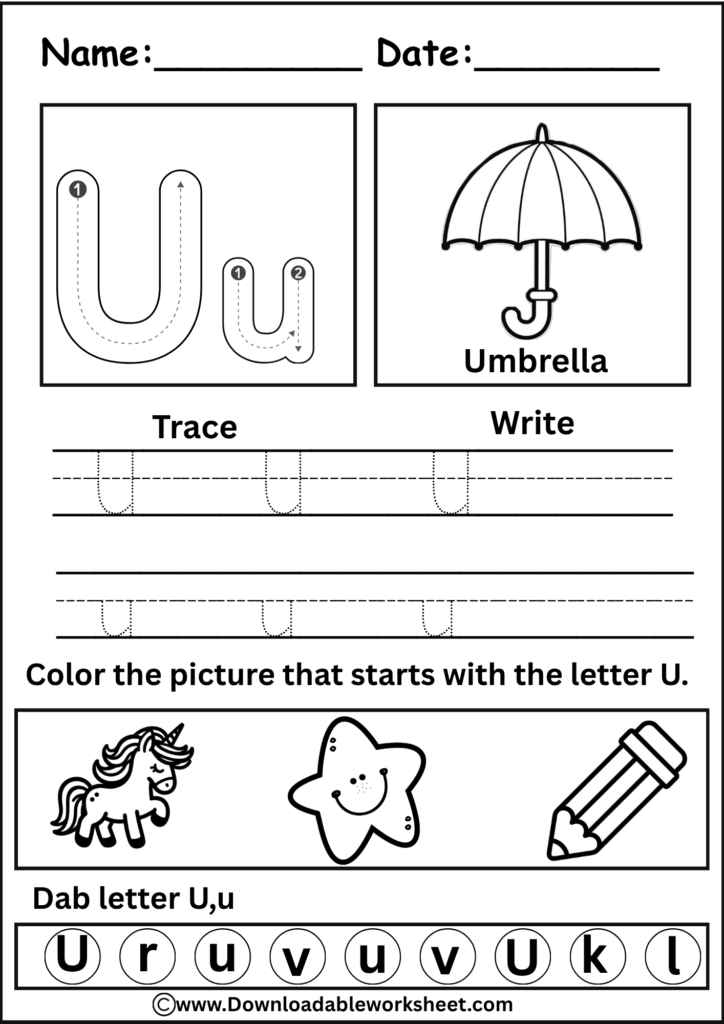 Letter U Worksheet