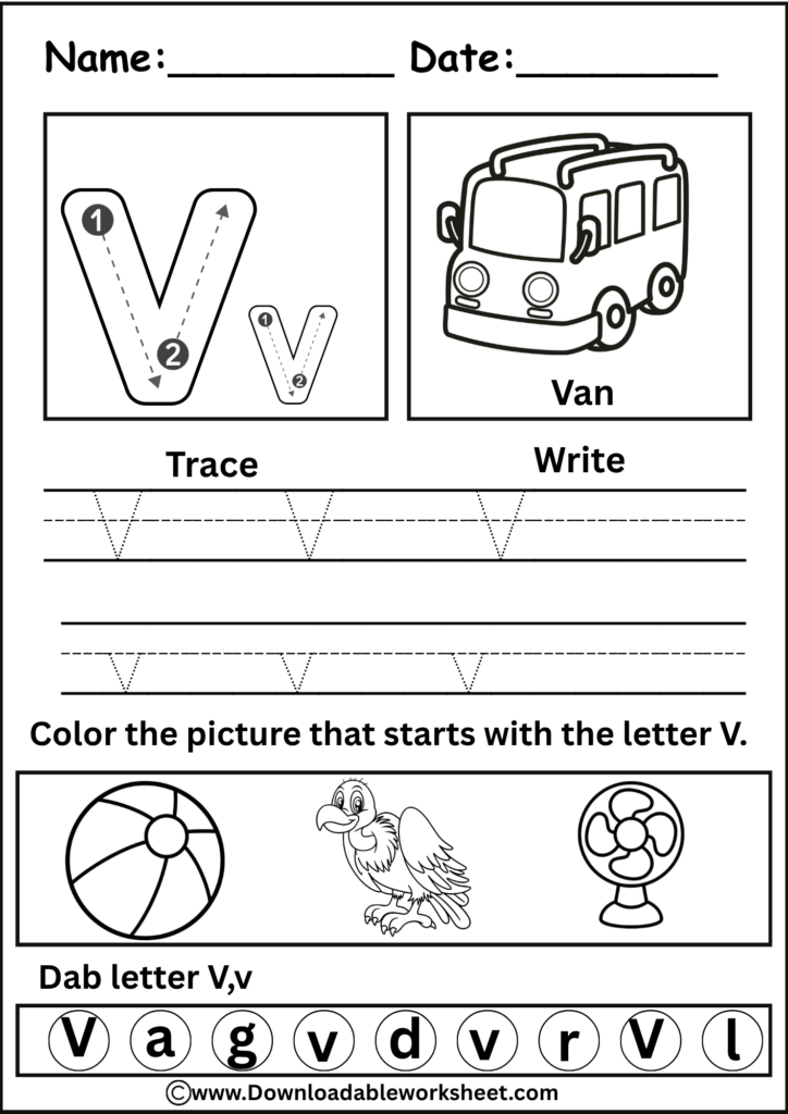 Letter V Worksheet