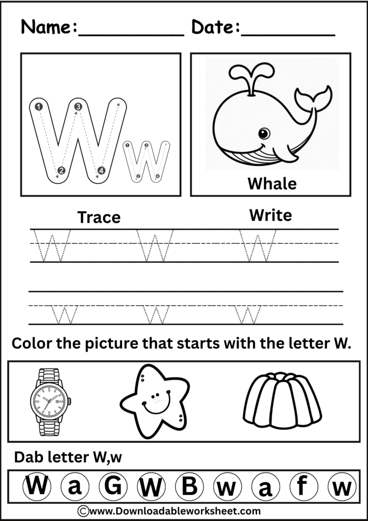 Letter W Worksheet
