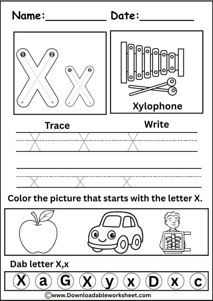 Letter X Worksheets