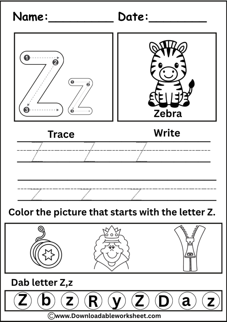 Letter Z Worksheet 
