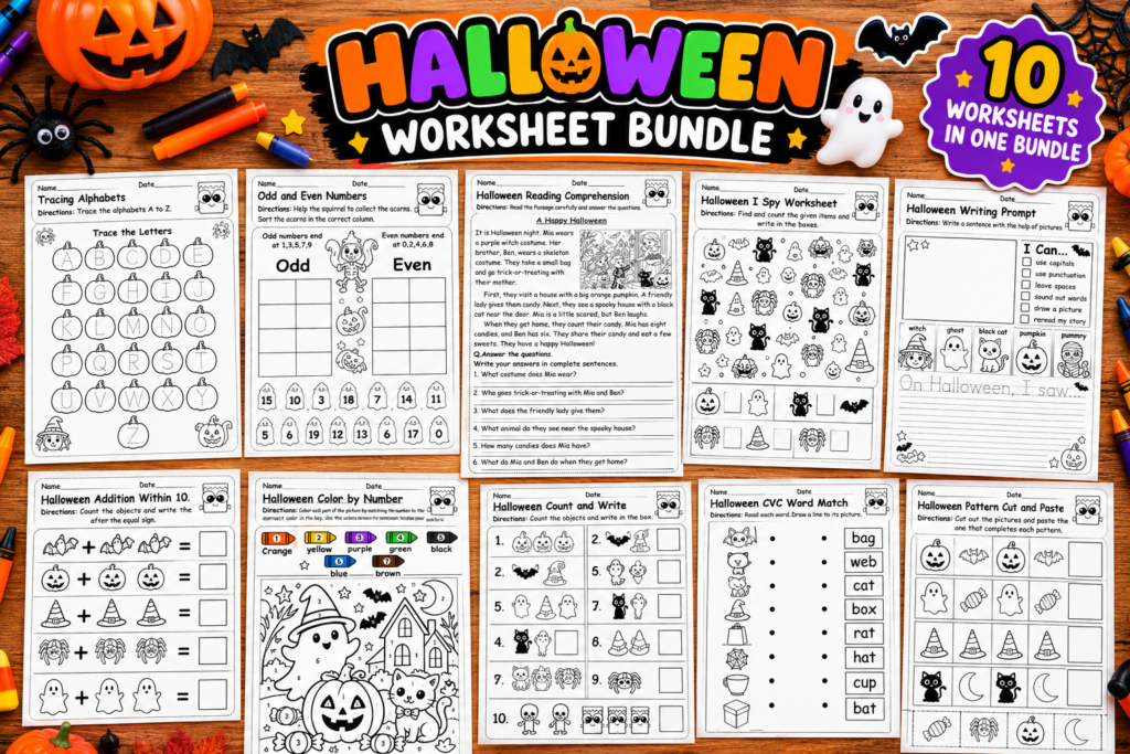 Halloween worksheet bundle