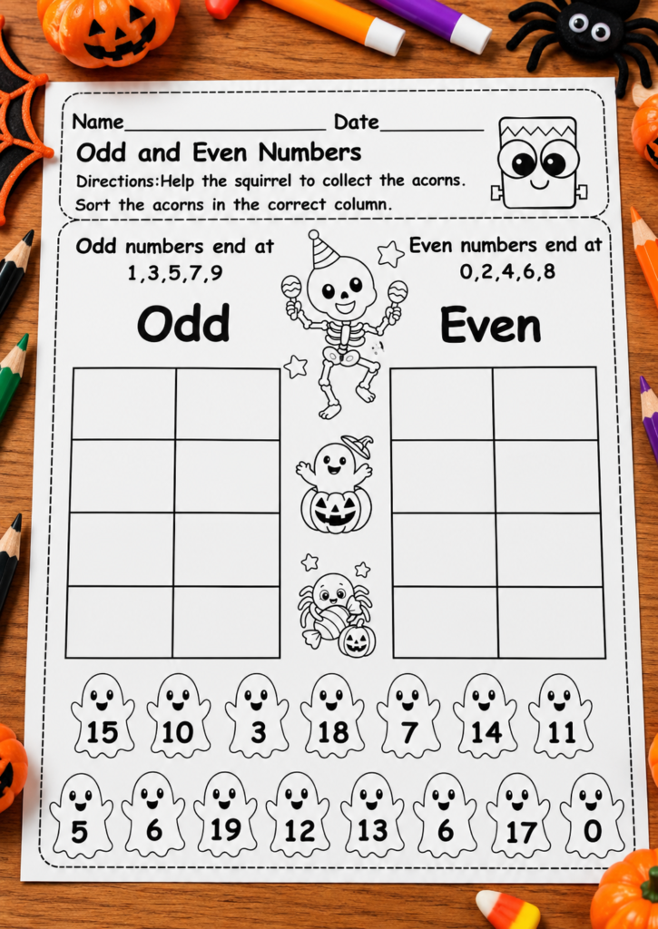 Halloween odd and even numbers